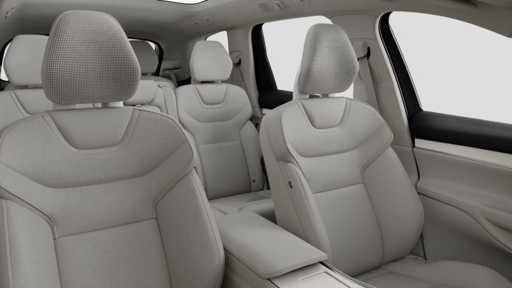 Volvo EX90 cabin with Dawn seats, seen from behind the front row